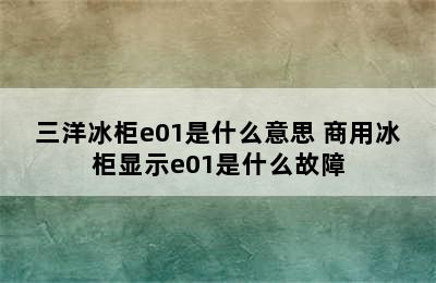 三洋冰柜e01是什么意思 商用冰柜显示e01是什么故障